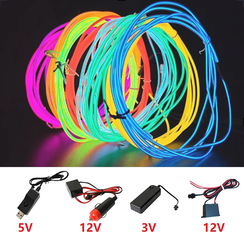 Led El Wire - Filo EL 10/5/3/1m, Luci Illuminanti con