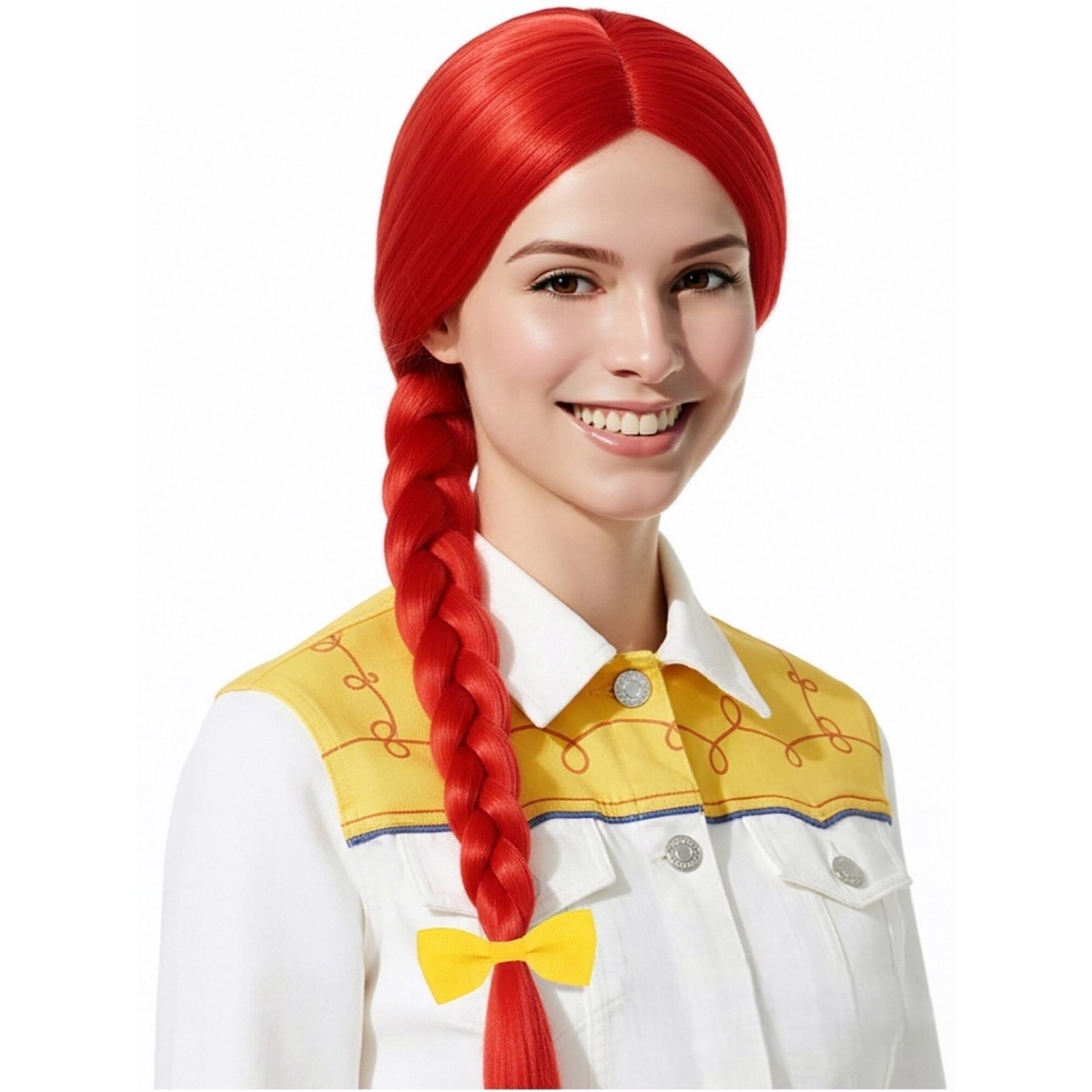 Cosplay Prop Bow - Parrucca lunga diritta rossa brillante da